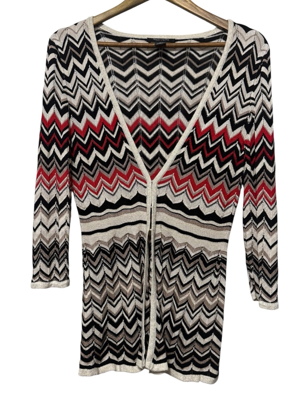 White House Black Market Novelty Stitch Chevron Knit Cardigan Women’s Large